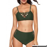 Aixy Women's Sexy Bikini Set Spaghetti Strap Floral Print Criss Cross Bathing Suit Mid Waisted Swimsuit Army Green B078X7S2P9